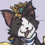 An icon of Cait Sith from Final Fantasy 7 dressed as Magolor from Kirby.